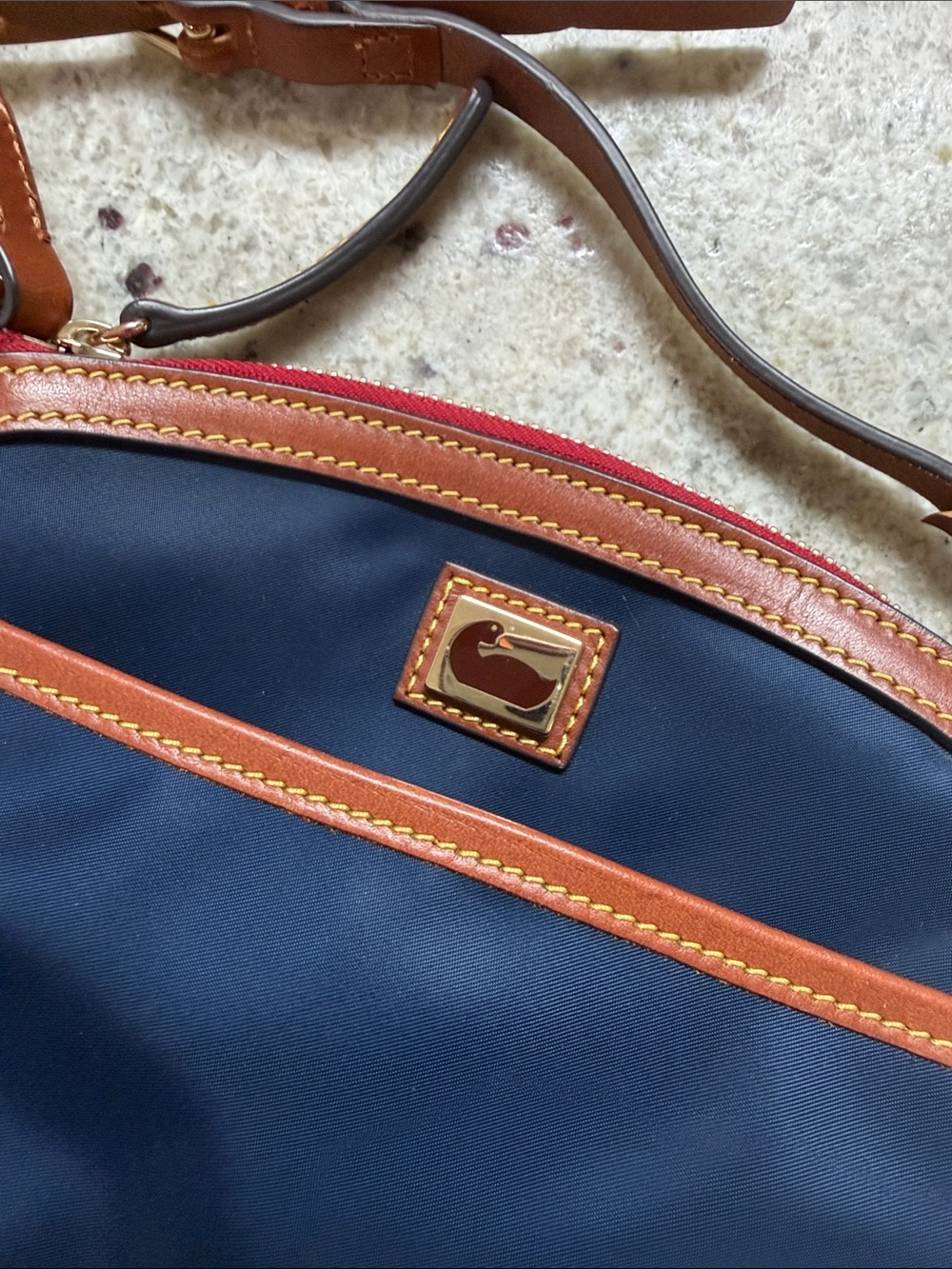Dooney & Bourke Wayfarer Navy Nylon Domed Shoulder Bag Leather Strap - Picture 2 of 13